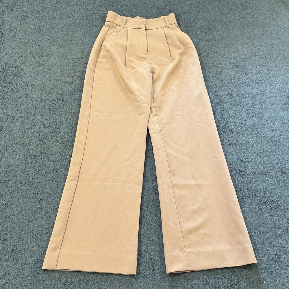 Abercrombie & Fitch Beige High-Waisted Wide Leg Pleated Trousers Women’s Size 23